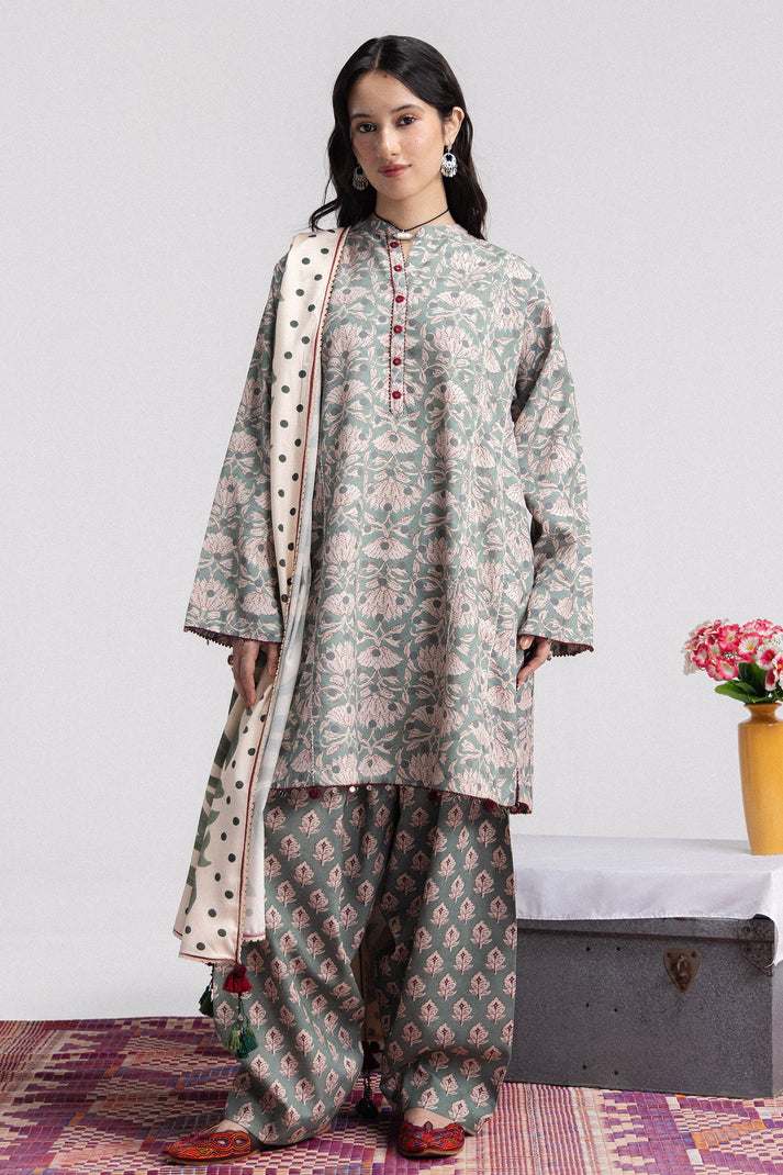 Coco prints by Zara shahjhan  ELOWEN -7A printed linen 3pc