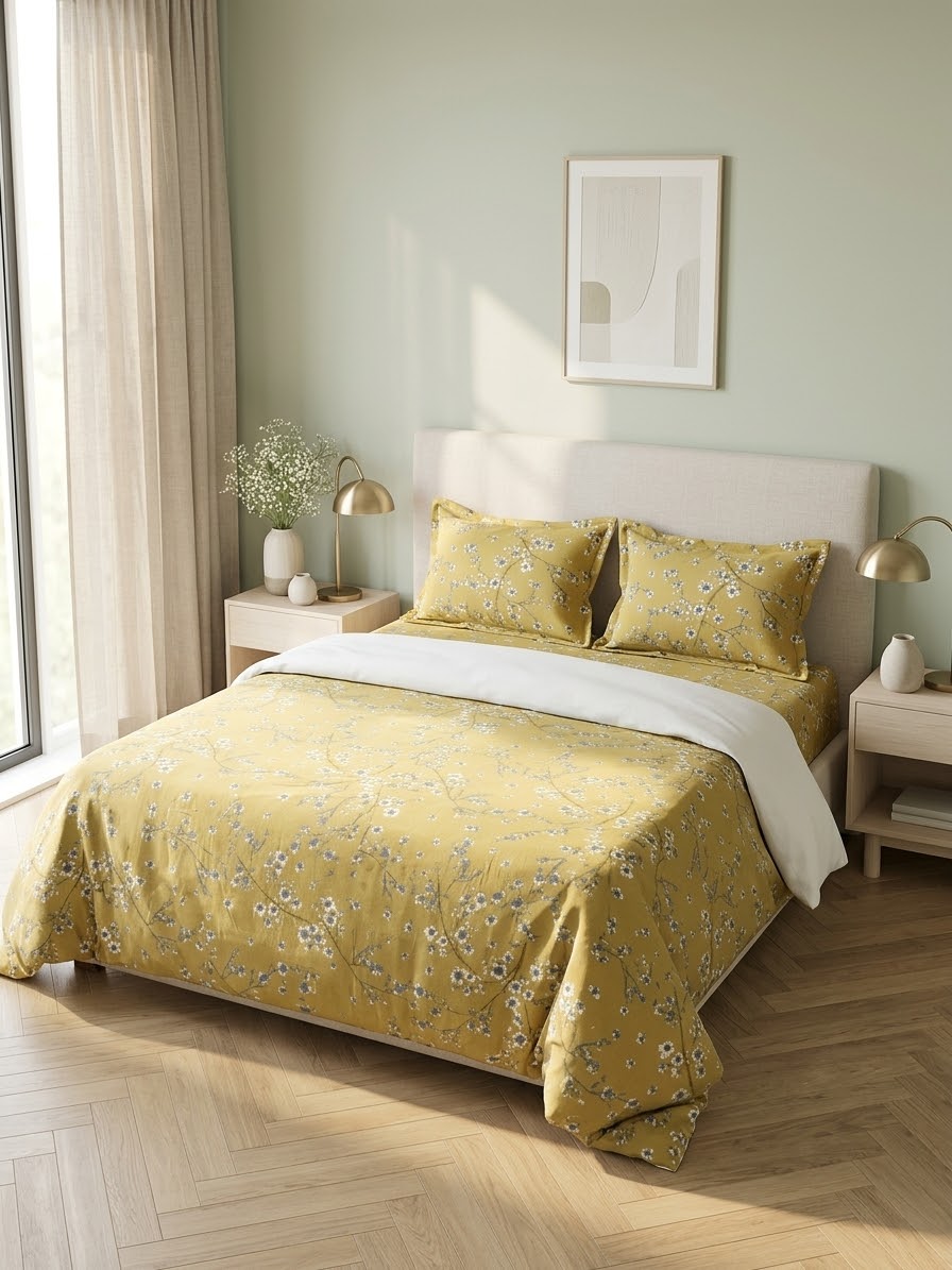 pure cotton stuff king size bed sheet with 2 pillow covers
