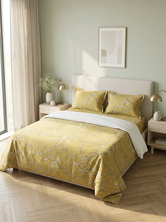 pure cotton stuff king size bed sheet with 2 pillow covers