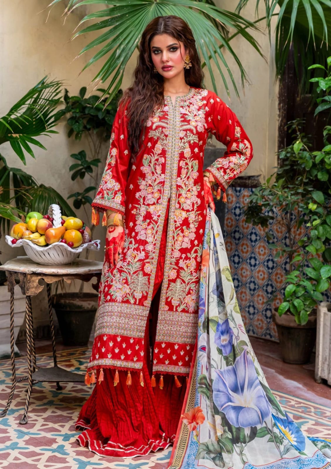 Fatima hussain (Alyaah) embroided lawn 3pc with printed chiffon dupatta