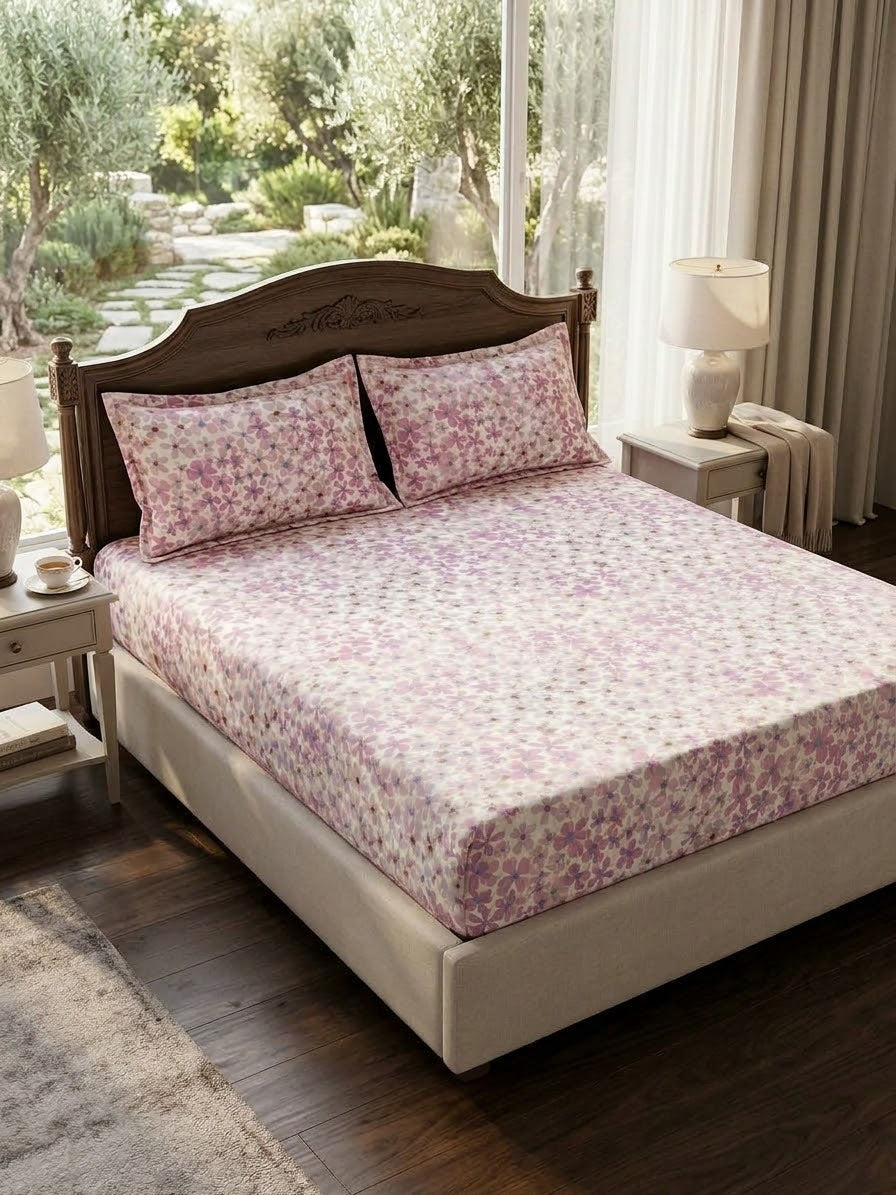 pure cotton stuff king size bed sheet with 2 pillow covers