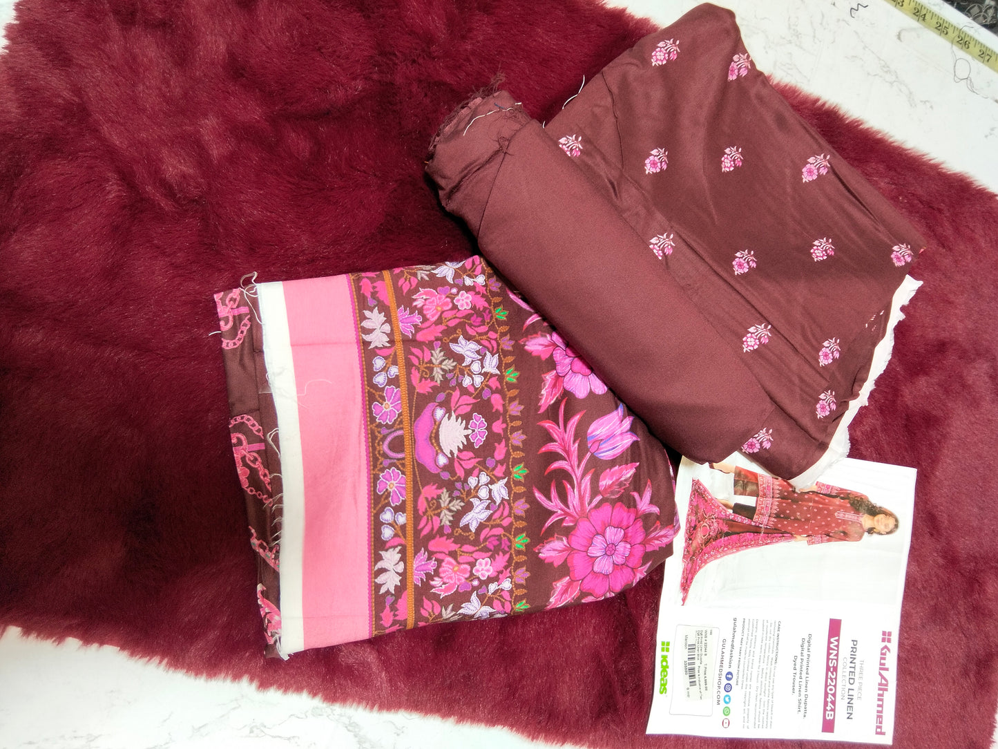 Sale Gull Ahmad printed linen 3Pc with plain trouser