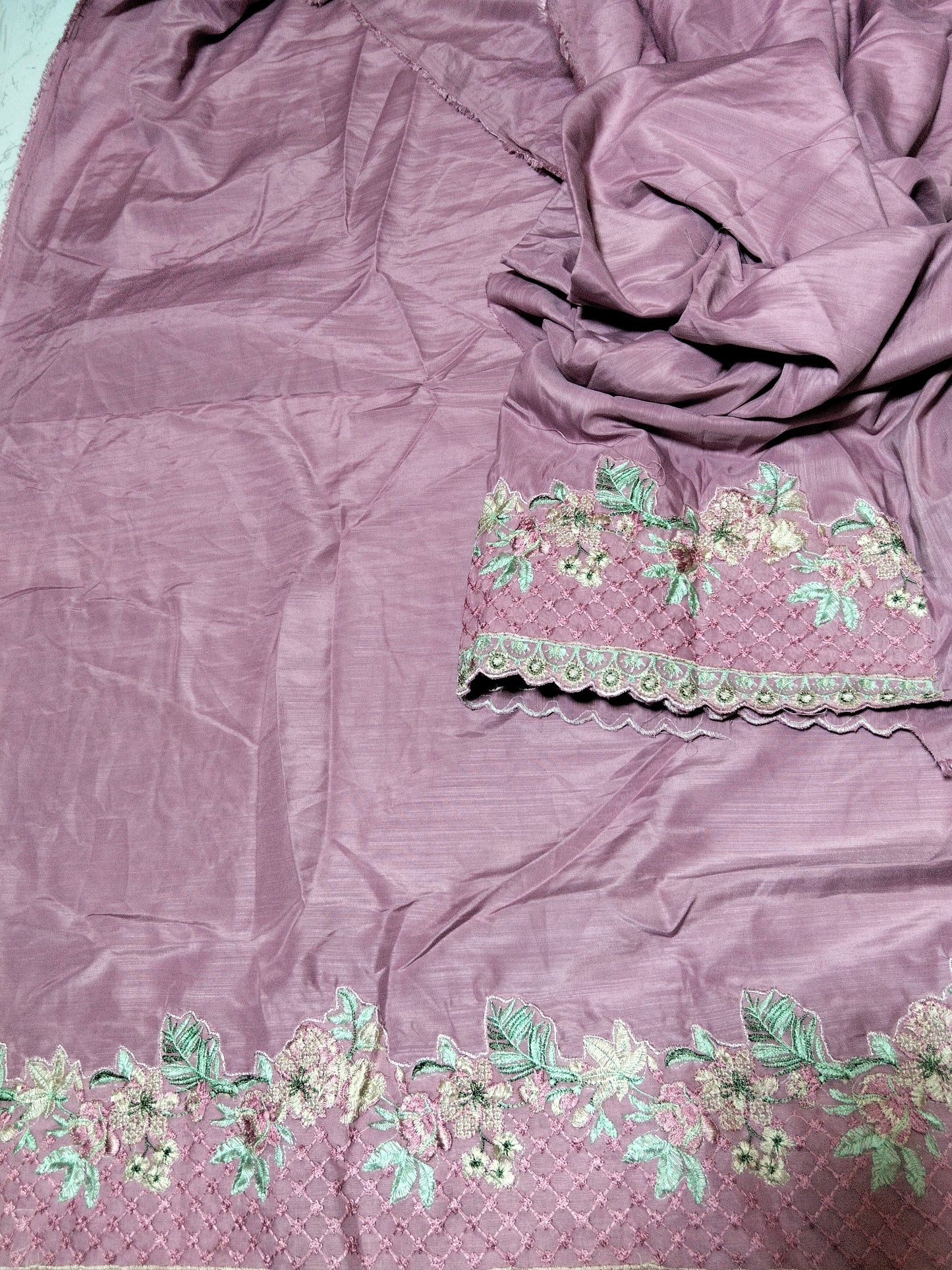 Raw silk luxury embroided lawn 2pc