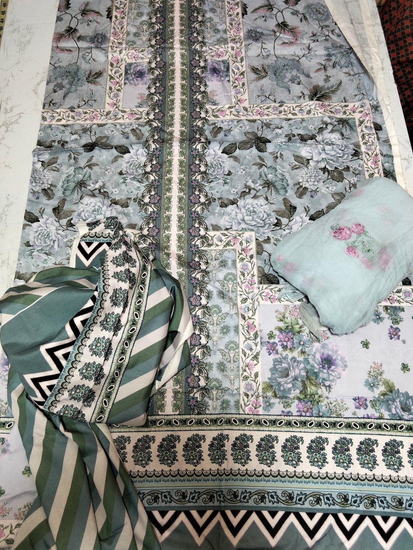 Sale Ethnic viscose printed 2 PC  +breeze embroided pure chiffon dupatta