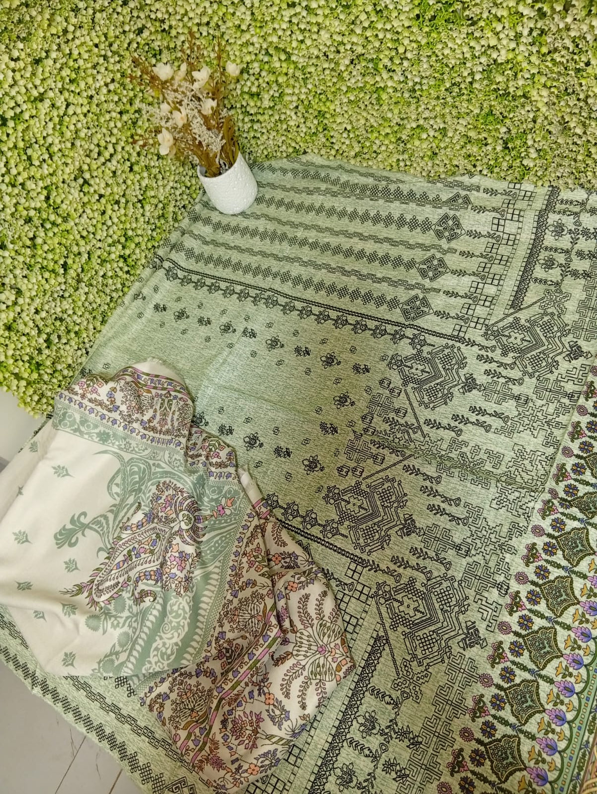 Sale printed khadar shirt and printed wool shawl winter 2pc