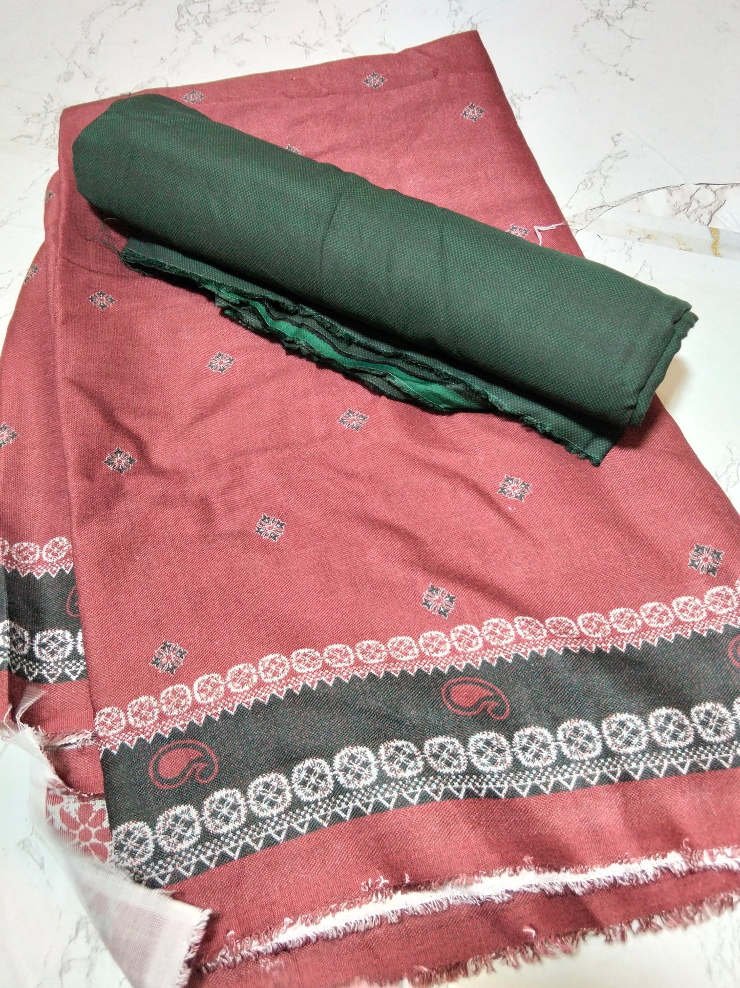 Sale Jazmin by Baroque printed linen shirt and trouser with printed wool shawl