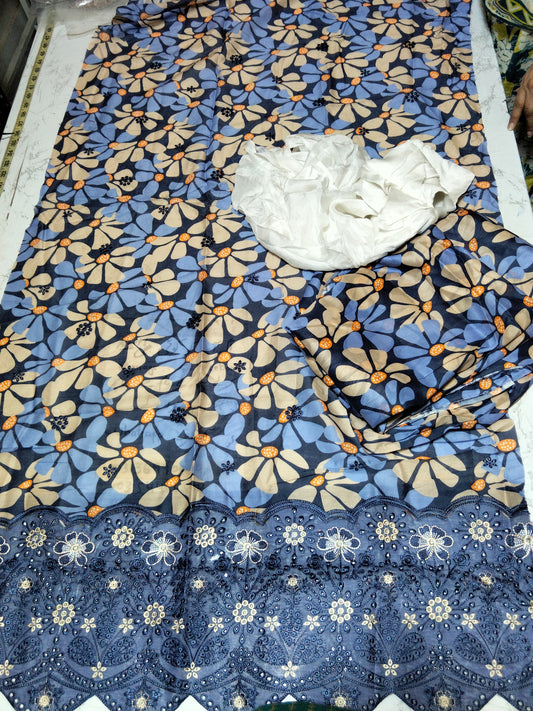 Sale embroided lawn 2pc+ Silk dupatta