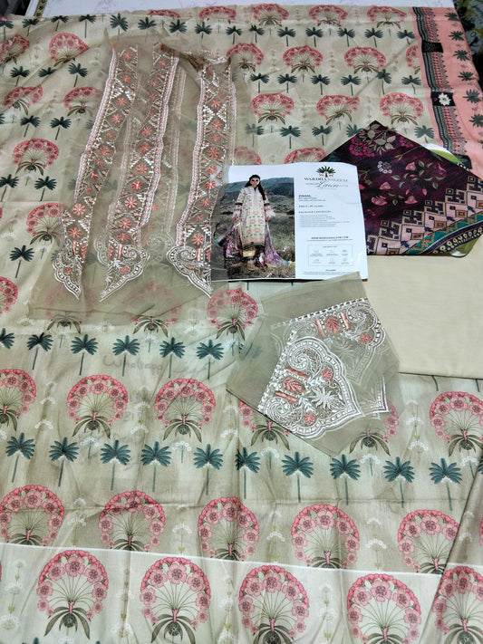Sale wardha Saleem printed lawn 3pc with printed silk dupatta