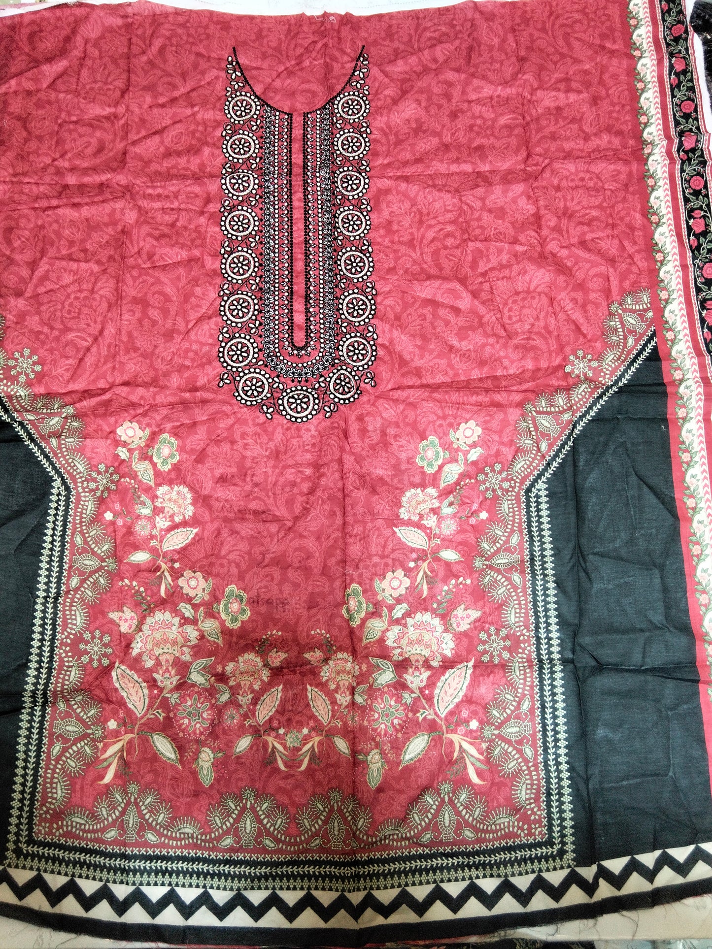 SALE Ethnic embroided shirt with chiffon dupatta dyed trouser 3pc