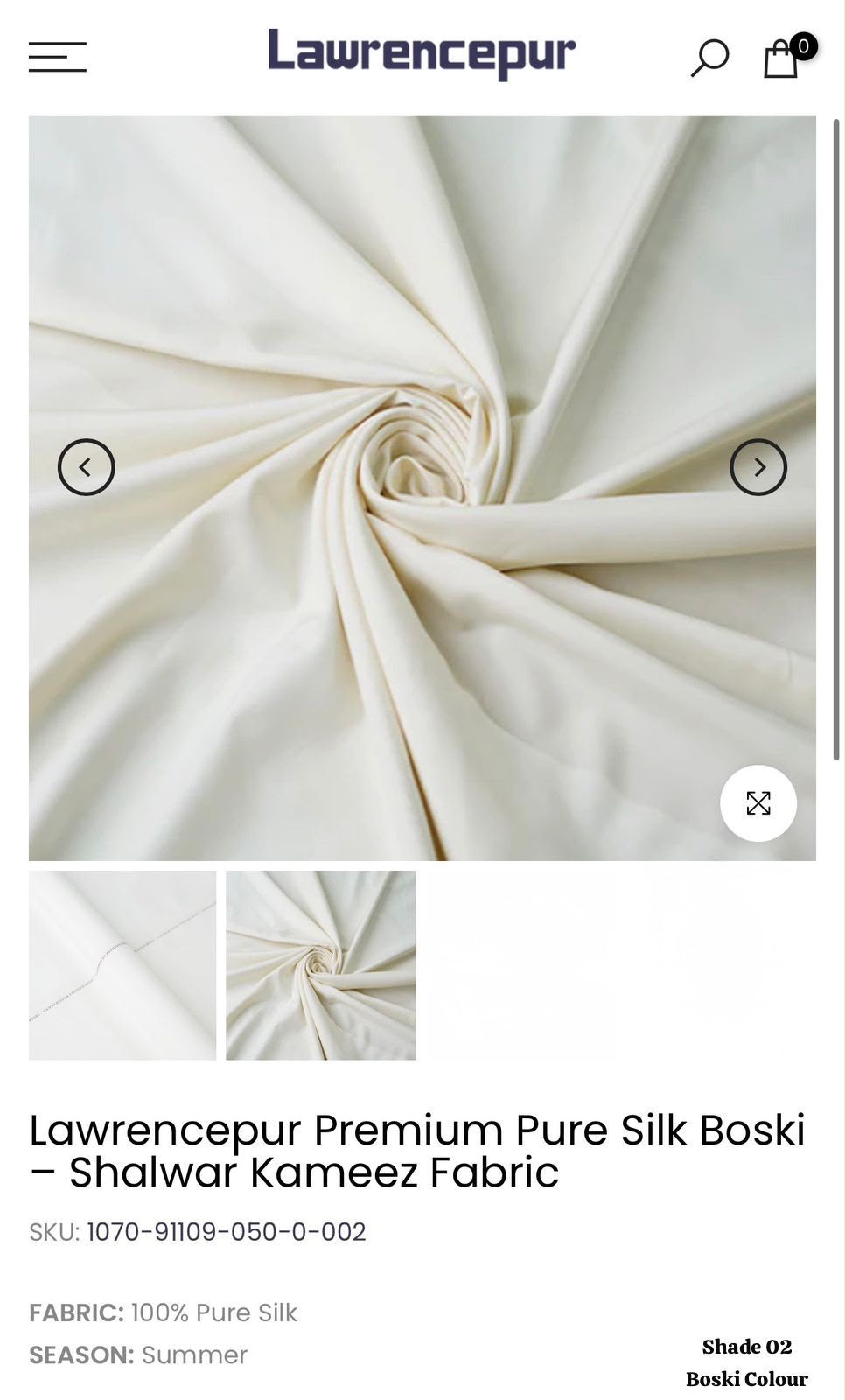💯Original shade 02 Lawrencepur Premium silk Boski (wash n wear)