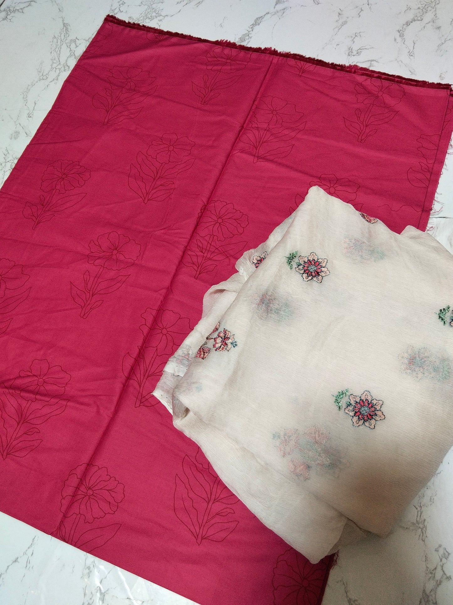 Sale printed lawn shirt+breeze embroided pure chiffon dupatta