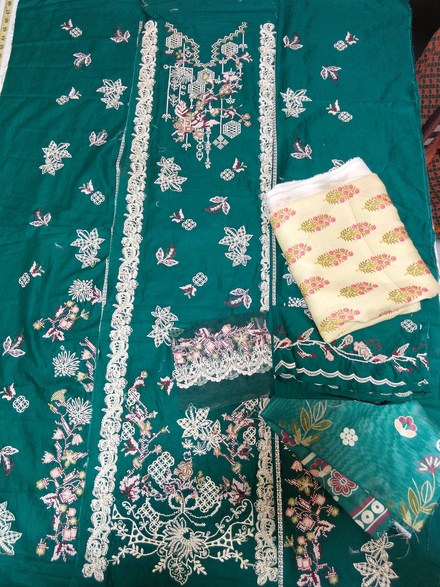 Sale Nureh embroidered lawn shirt and silk Duppata+ Winter Printed Duppata