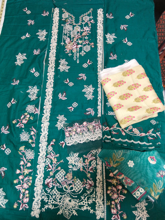 Sale Nureh embroidered lawn shirt and silk Duppata+ Winter Printed Duppata