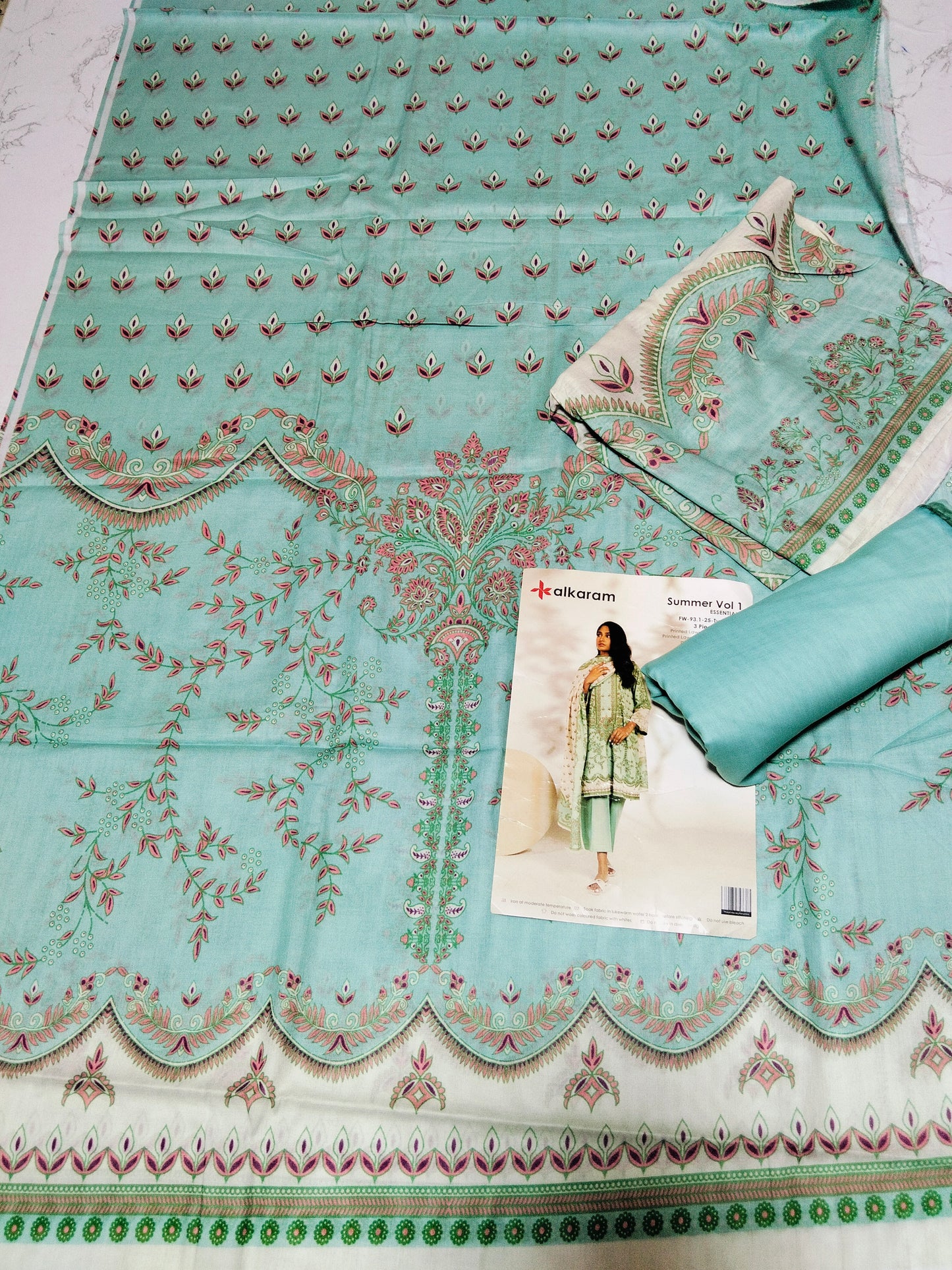 Sale alkram printed lawn 3pc with plain trouser