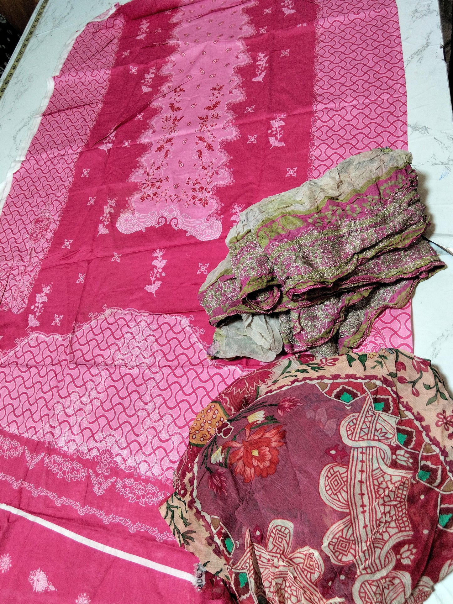 Sale printed lawn shirt with pur chiffon dupatta+ Breeze embroidered pur chiffon dupatta