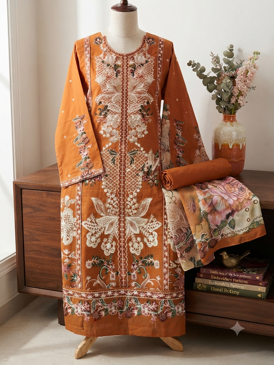 Nureh Riaz arts luxury embroidered lawn 3pc