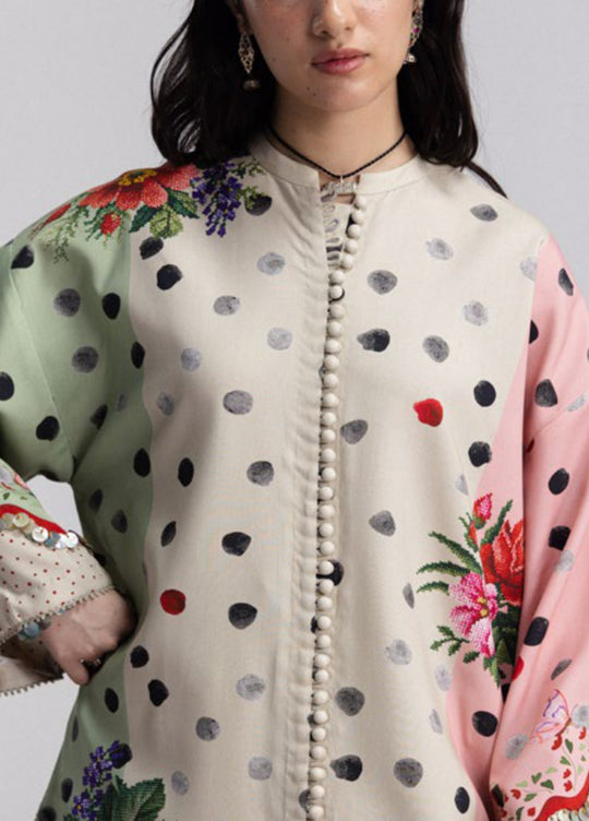 Coco prints by Zara shahjhan  AMELIA-5A printed linen 3pc