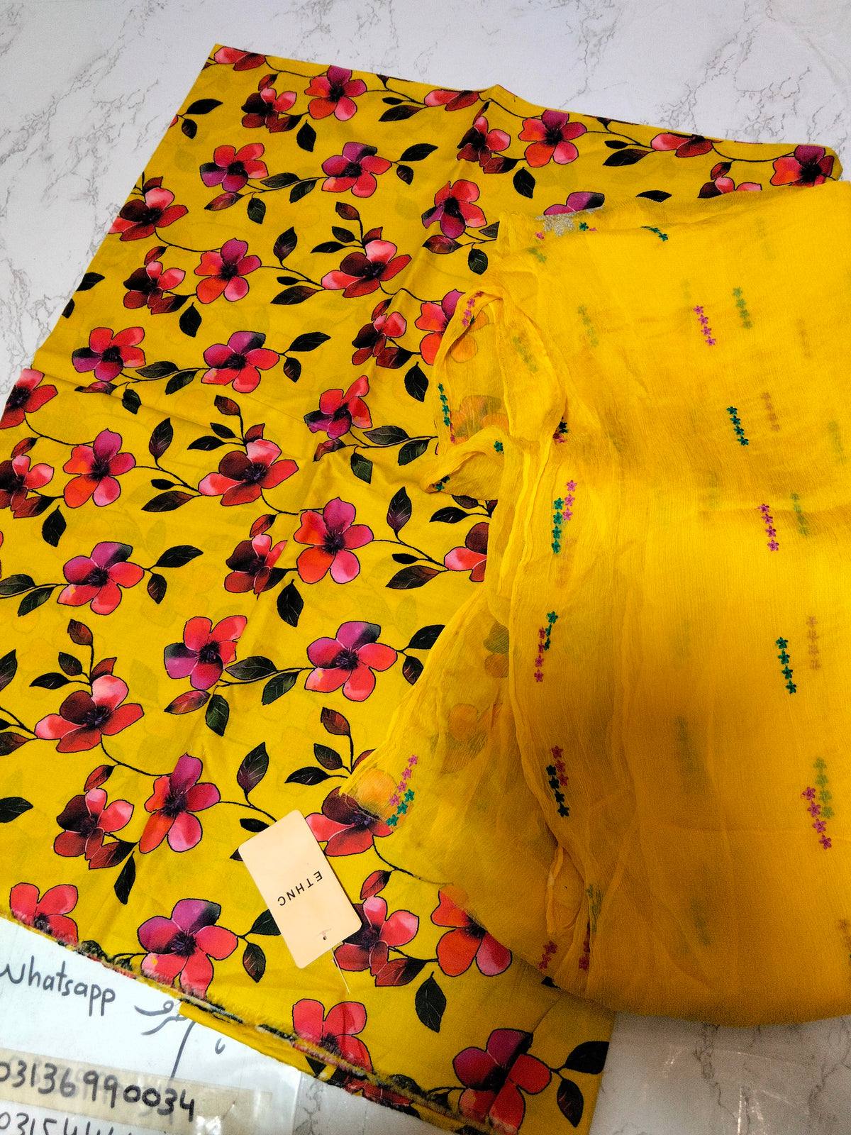 Sale printed lawn 2 PC+breeze embroided pure chiffon dupatta