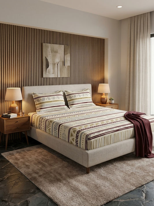 pure cotton stuff king size bed sheet with 2 pillow covers