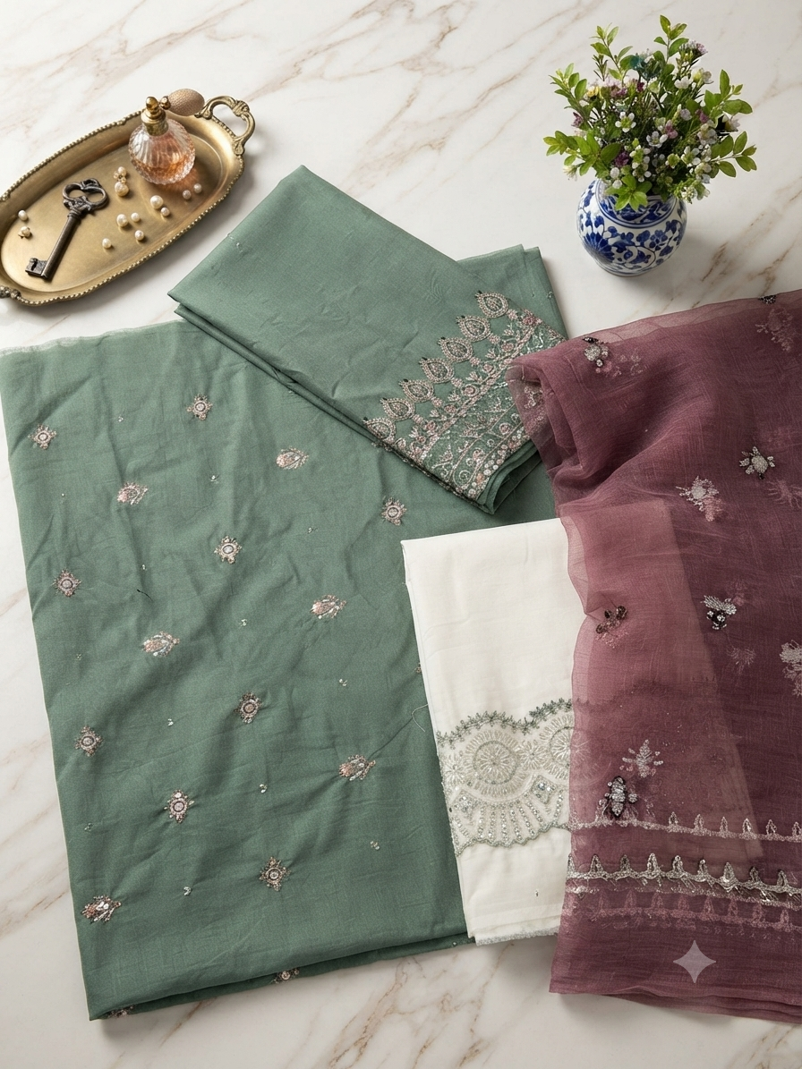 Batik embroided winter 3Pc