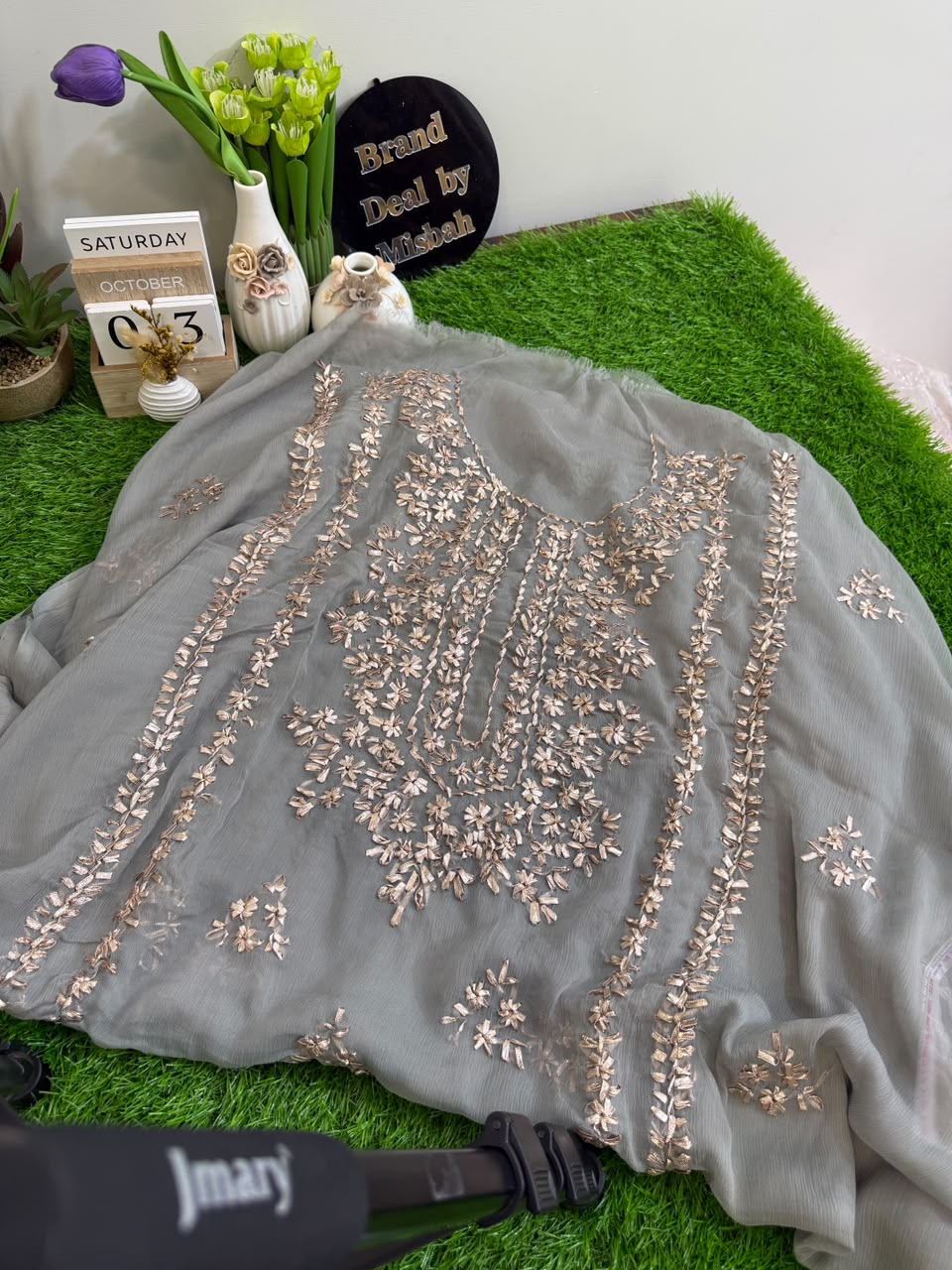 Luxury chiffon gotta work shirt and duppata