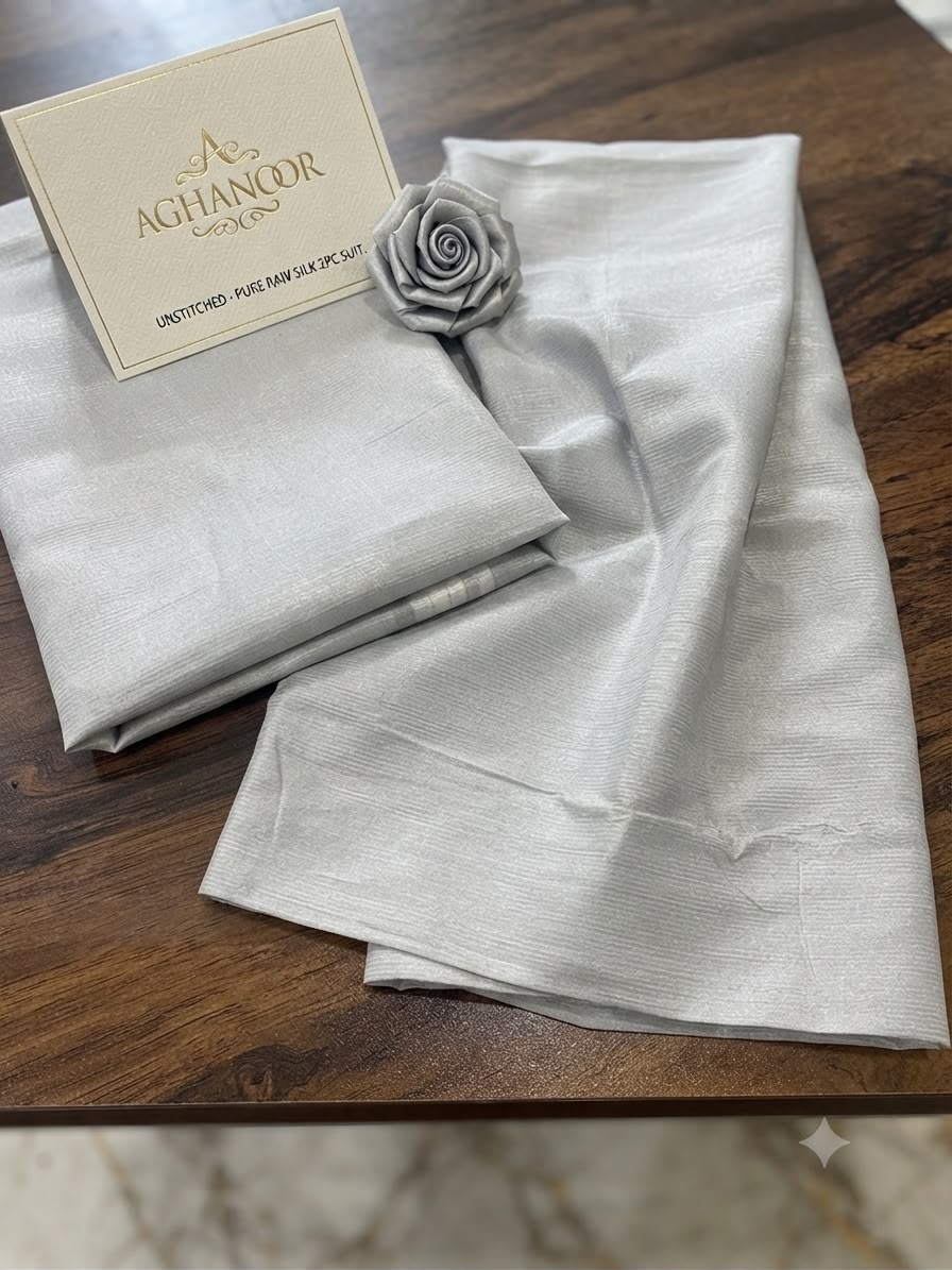 Agha Noor gray raw silk 2 pc dyeable