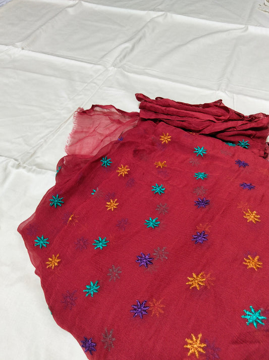 Sale plain lawn 2pc+breeze embroided pure chiffon dupatta