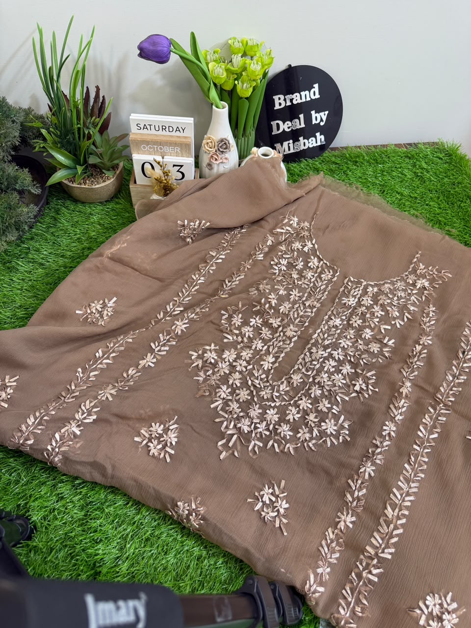 Luxury chiffon gotta work Shirt and Dupatta (j)