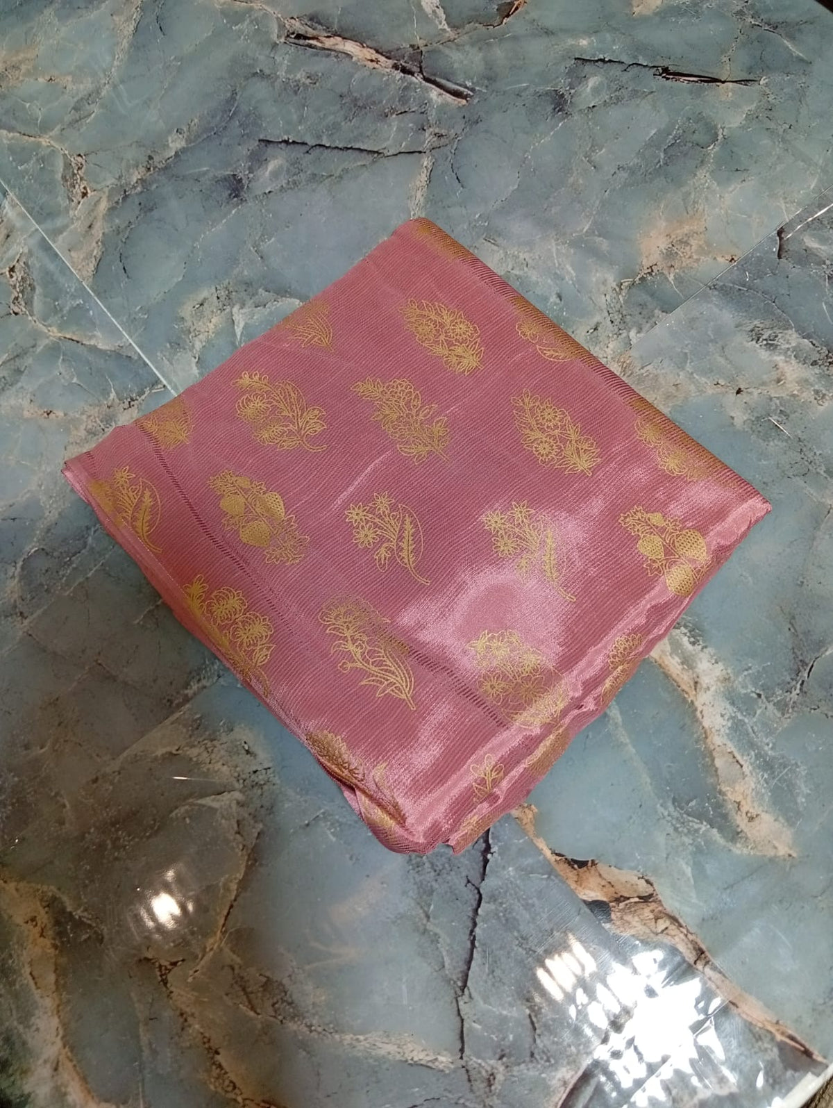 Block printed raw silk 2pc