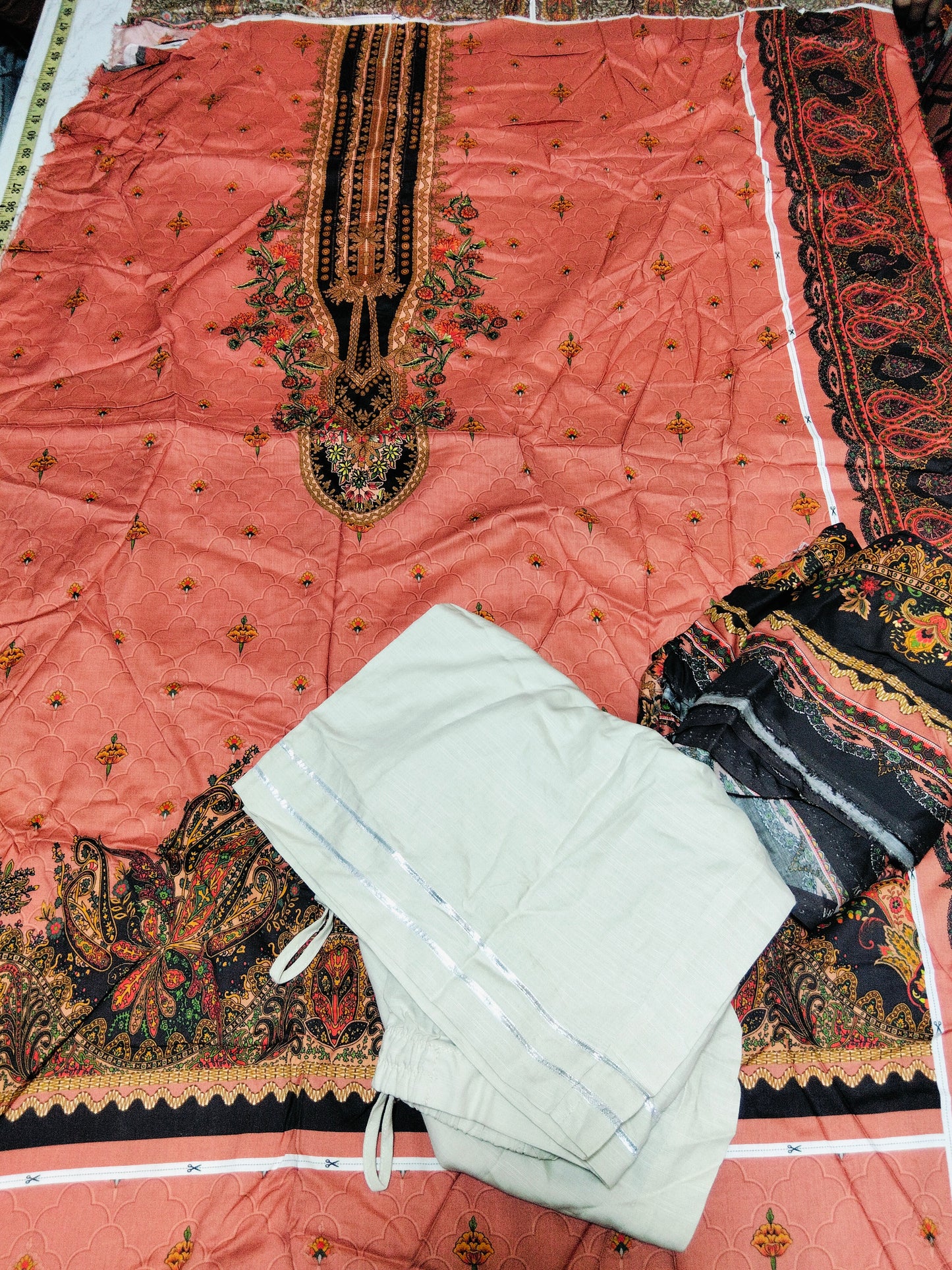 Sale printed Linen  shirt and Duppata+ Khaadi Stitched Large Trouser
