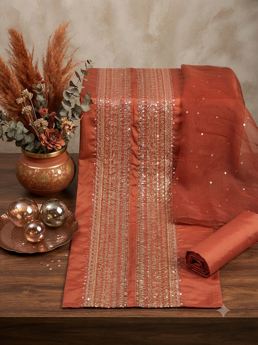 Batik embroided lawn 3pc with plain trouser and embroided net Dupatta