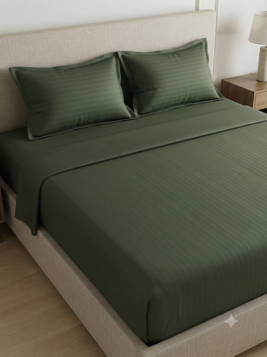 Fitted bed sheet & 2 pillow covers leather embosed cotton satin stuff
king size