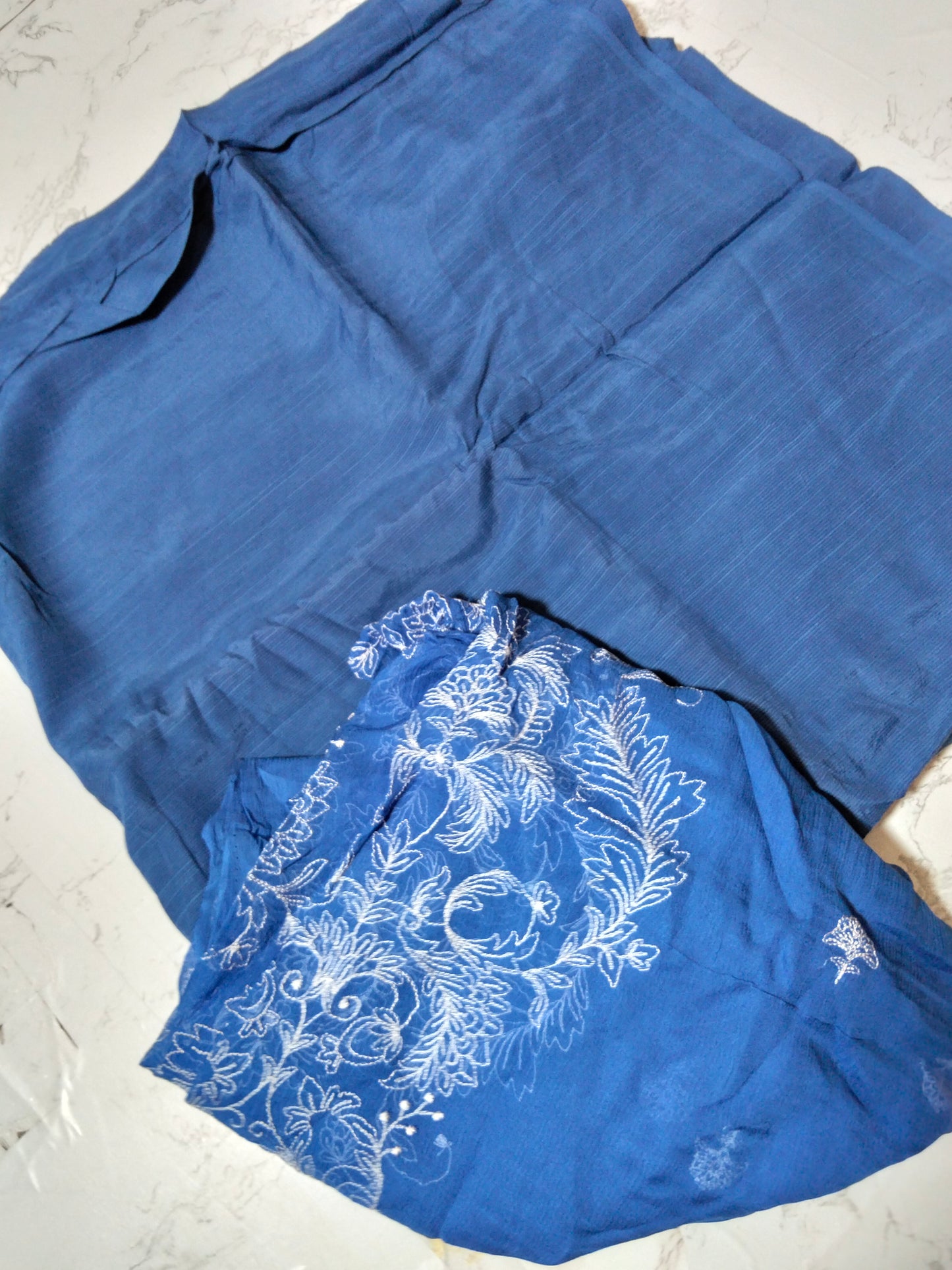 Sale plain row silk 2pc+breeze embroided pure chiffon dupatta