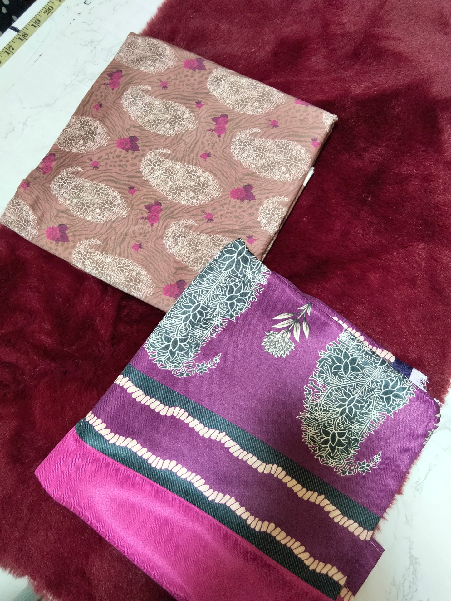 Sale printed linen 3Pc with printed shawl (winter)