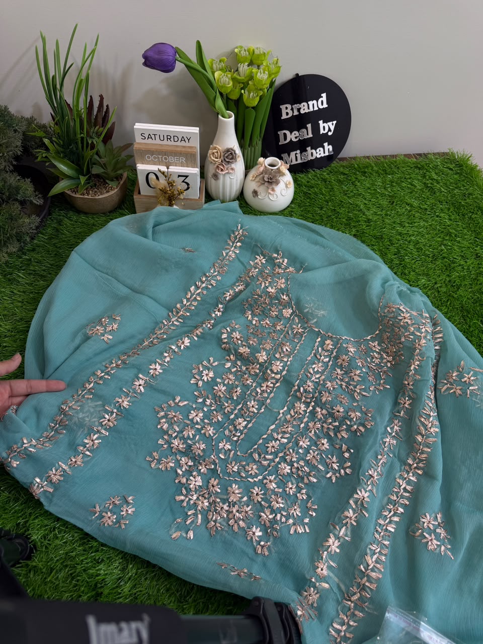 Luxury chiffon gotta work Shirt and Dupatta (b)