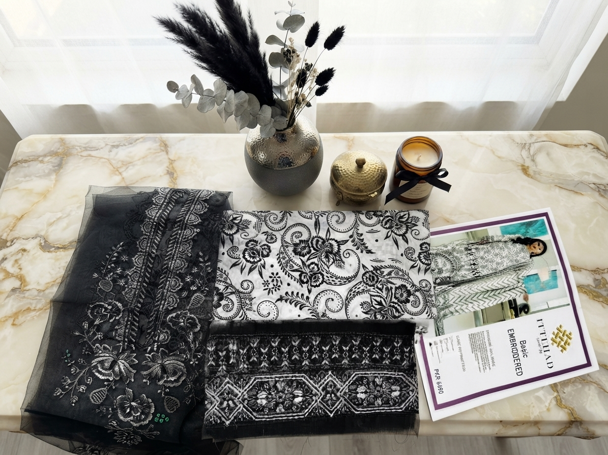 Sale ittehad printed lawn 2pc with embroided patches