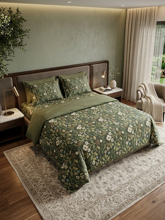 pure cotton stuff king size bed sheet with 2 pillow covers