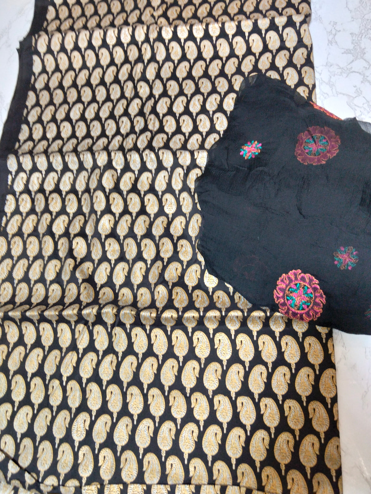 Sale Allover Block printed 2PC+Breeze embroided pure chiffon dupatta