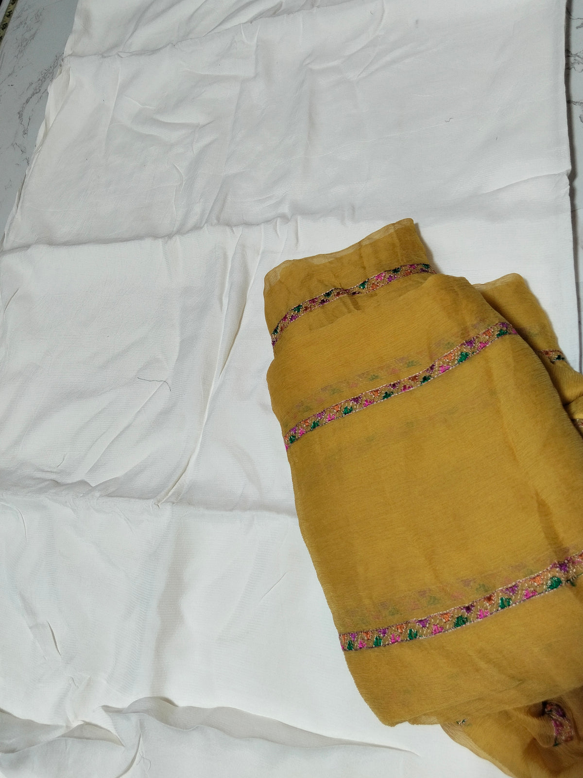 Sale plain raw silk dyeable 2pc + breeze embroided pure chiffon dupatta