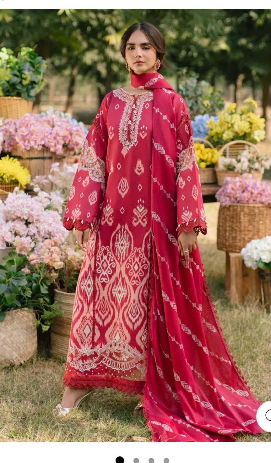 LVY Bloom by parishay embroided lawn suit unstitched  3pc with embroided voil lawn dupatta