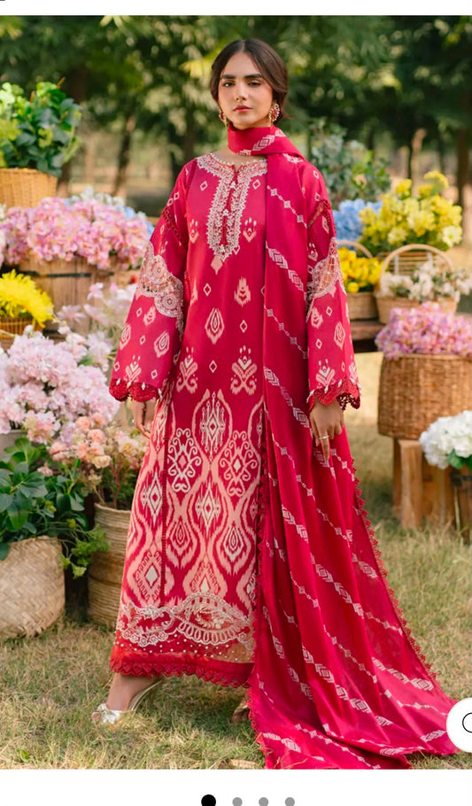 LVY Bloom by parishay embroided lawn suit unstitched  3pc with embroided voil lawn dupatta
