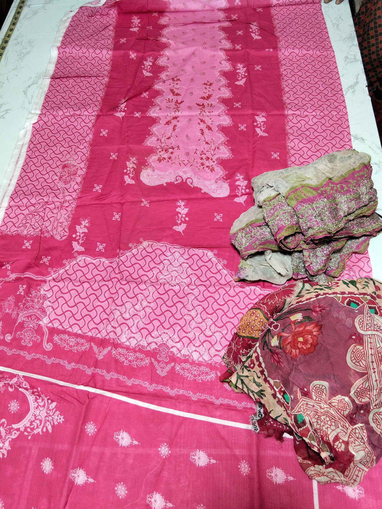 Sale printed lawn shirt with pur chiffon dupatta+ Breeze embroidered pur chiffon dupatta