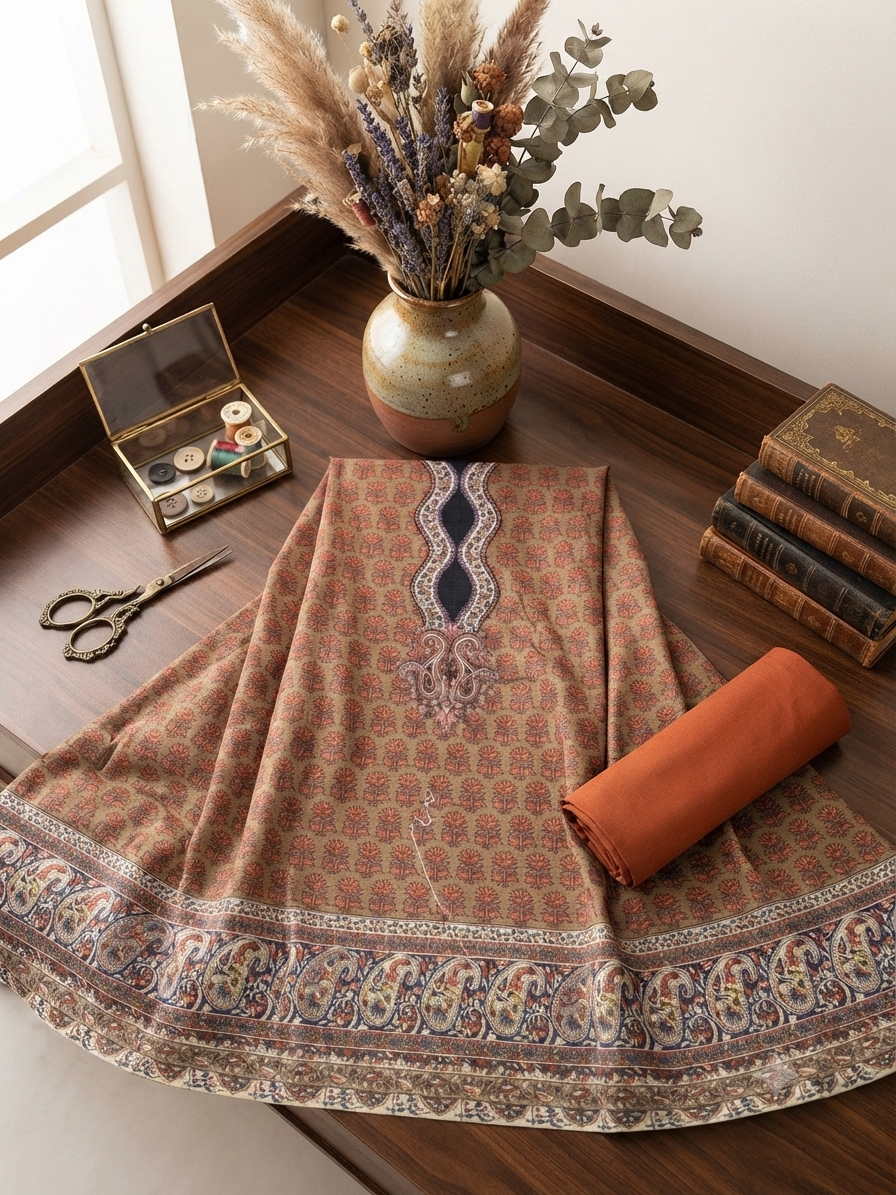 Alkaram printed khaddar 2 pc shirt and trouser
