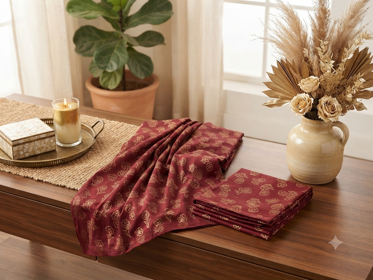 Block printed raw silk 2 pc