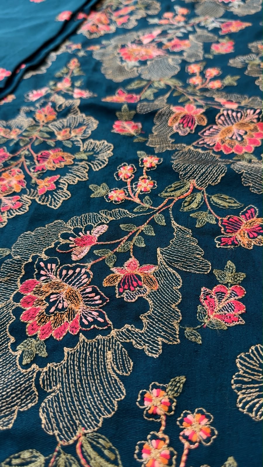 Luxury embroided karandi 3pc with heavy embroided shawl light embroided shirt plain trouser