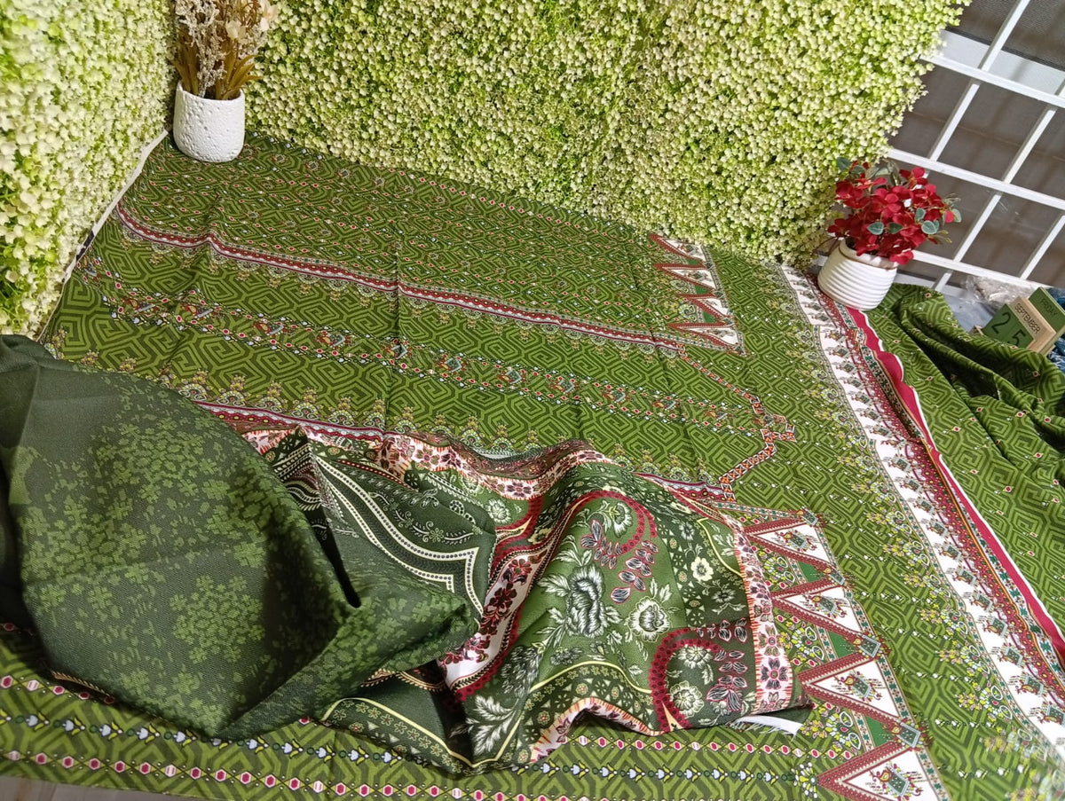 Sale printed khadar shirt and printed wool shawl winter 2pc