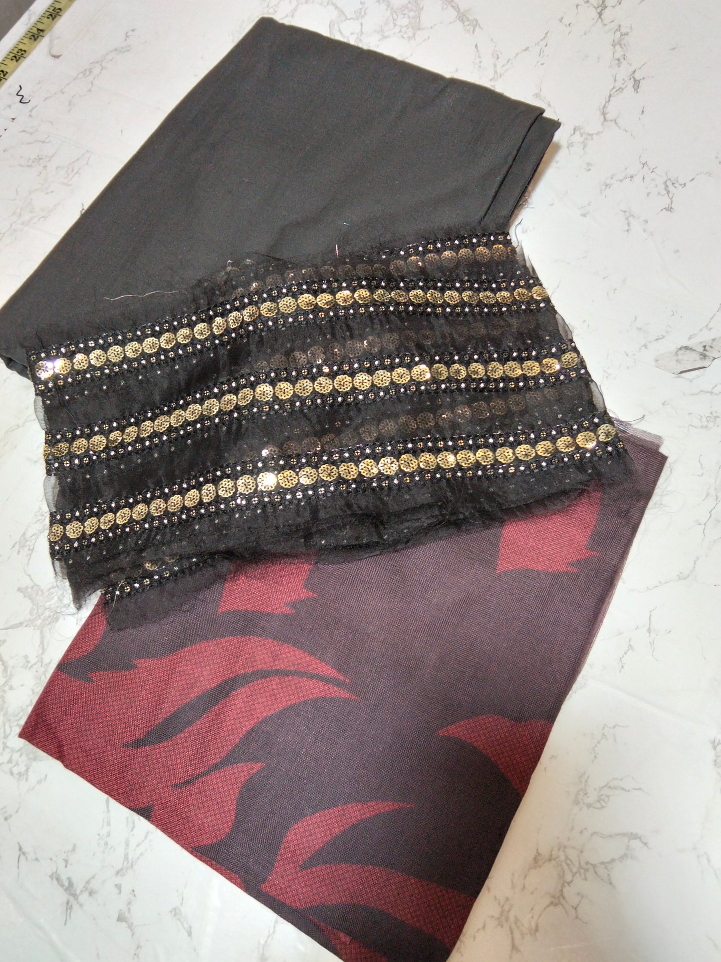 Sale Baroque plain khadar shirt and trouser with embroided patche and printed shawl (complete 3pc) winter