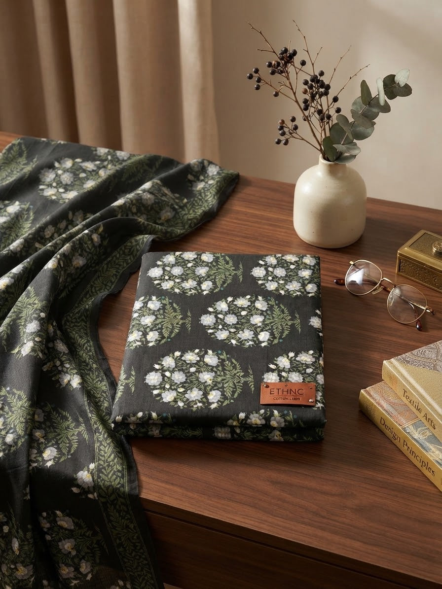 Ethnic all over printed textured cotton 2 pc