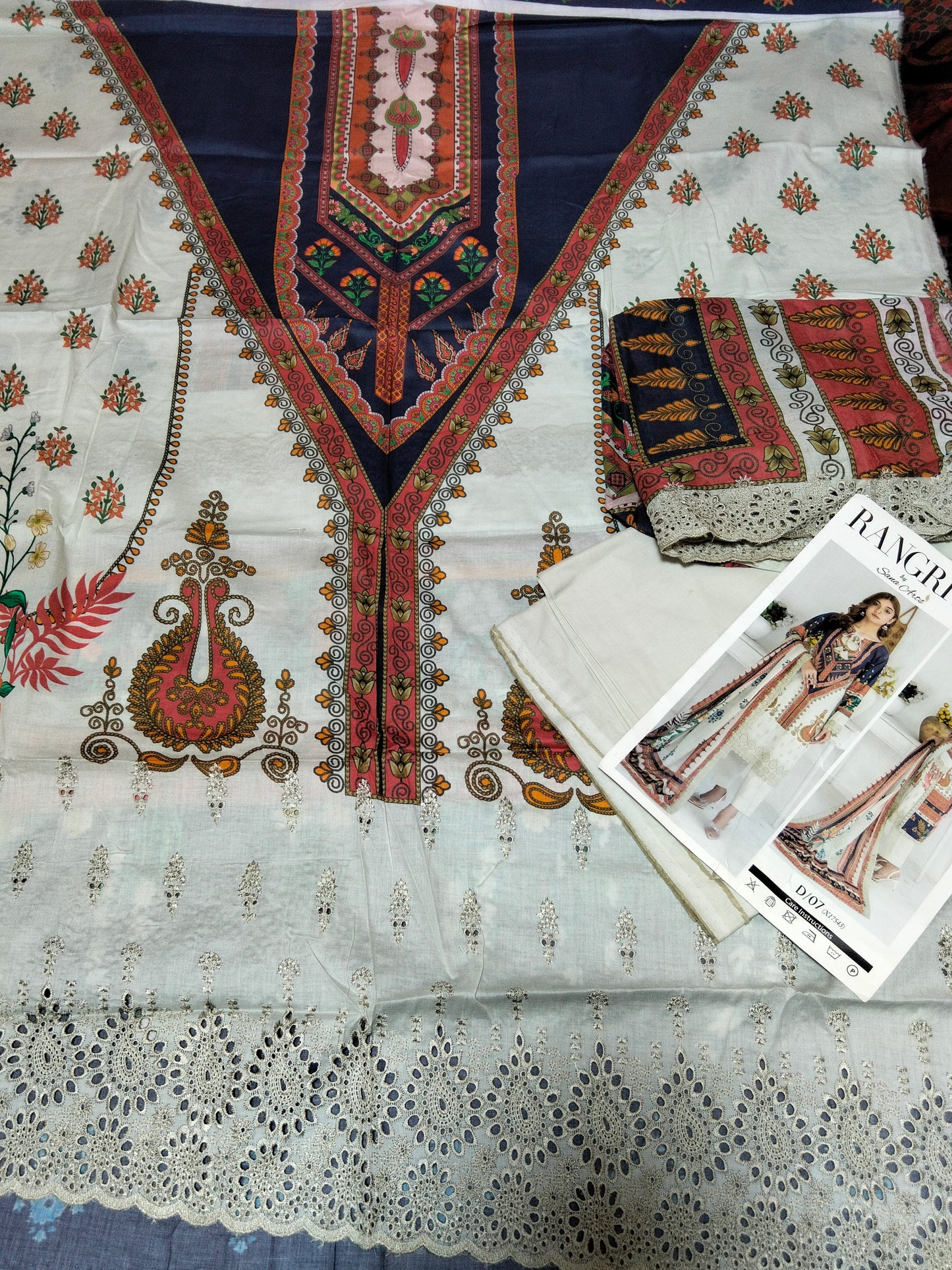 Sale Rangriti Printed/Embroidered lawn 3Pc