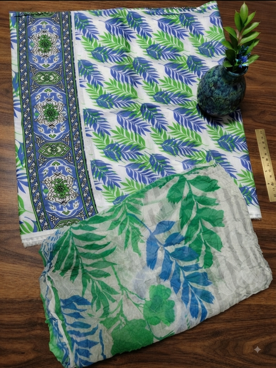 Bareeze Lawn shirt with Pure chiffon dupatta 2pc